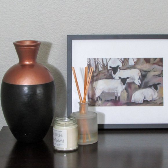 NWT Large Painted Black and Copper Vase - Picture 1 of 4